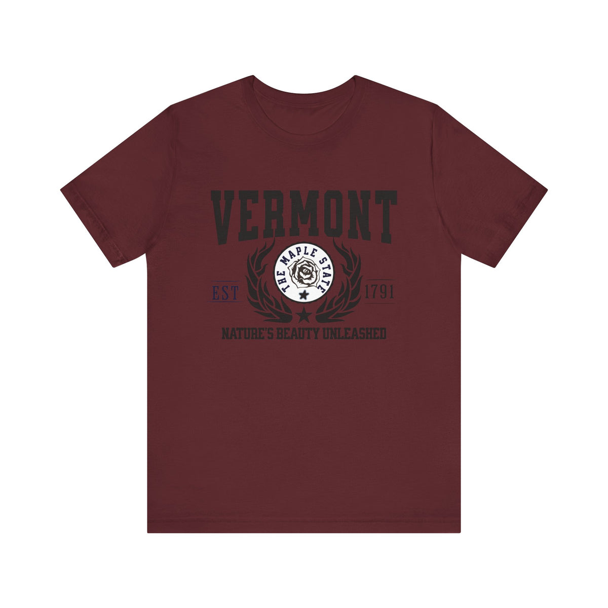 Vermont State T-Shirt – &quot;Nature&#39;s Beauty Unleashed&quot; Slogan Tee, Perfect for Vermont Lovers and Outdoor Enthusiasts