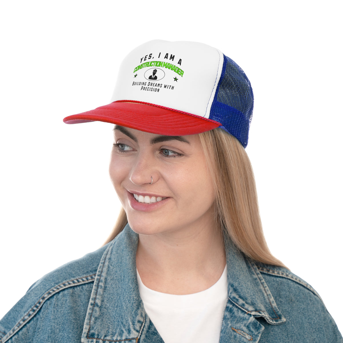 YES, I AM A CONSTRUCTION MANAGER&quot; Trucker Hat – Building Dreams with Precision | Adjustable Mesh-Back Cap for Construction Professionals