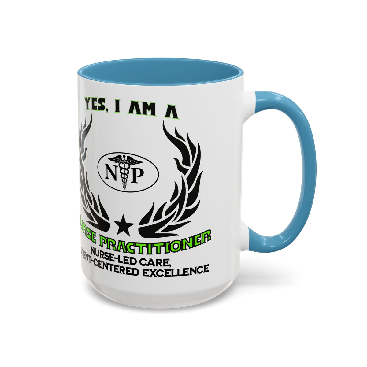 Nurse Practitioner Mug – 11oz &amp; 15oz Accent Coffee Mug with &#39;Nurse-Led Care, Patient-Centered Excellence&#39; Slogan