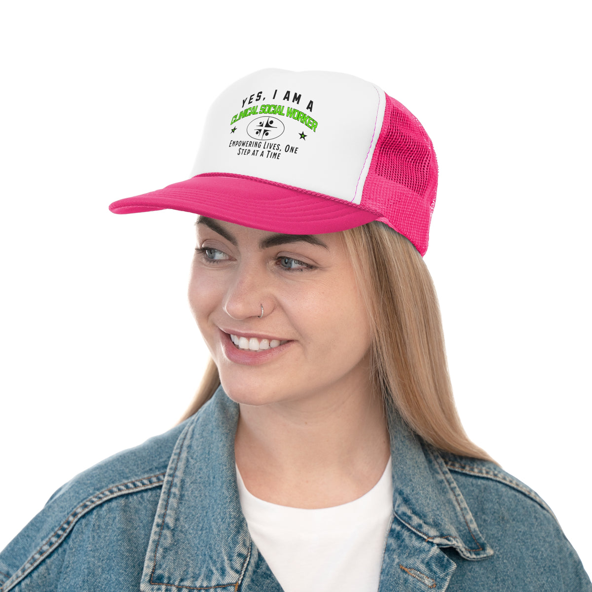 YES, I AM A CLINICAL SOCIAL WORKER&quot; Trucker Hat – Empowering Lives, One Step at a Time | Adjustable Mesh-Back Cap for Social Work Professionals