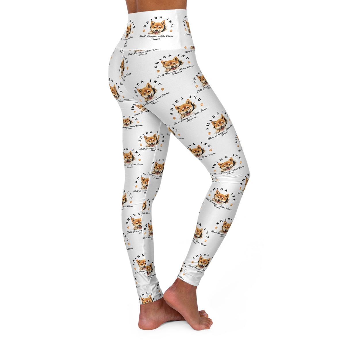 Shiba Inu &quot;Bold Presence, Shiba Charm Forever&quot; Skinny High-Waisted Yoga Leggings – Embrace the Spirit of the Shiba in Style