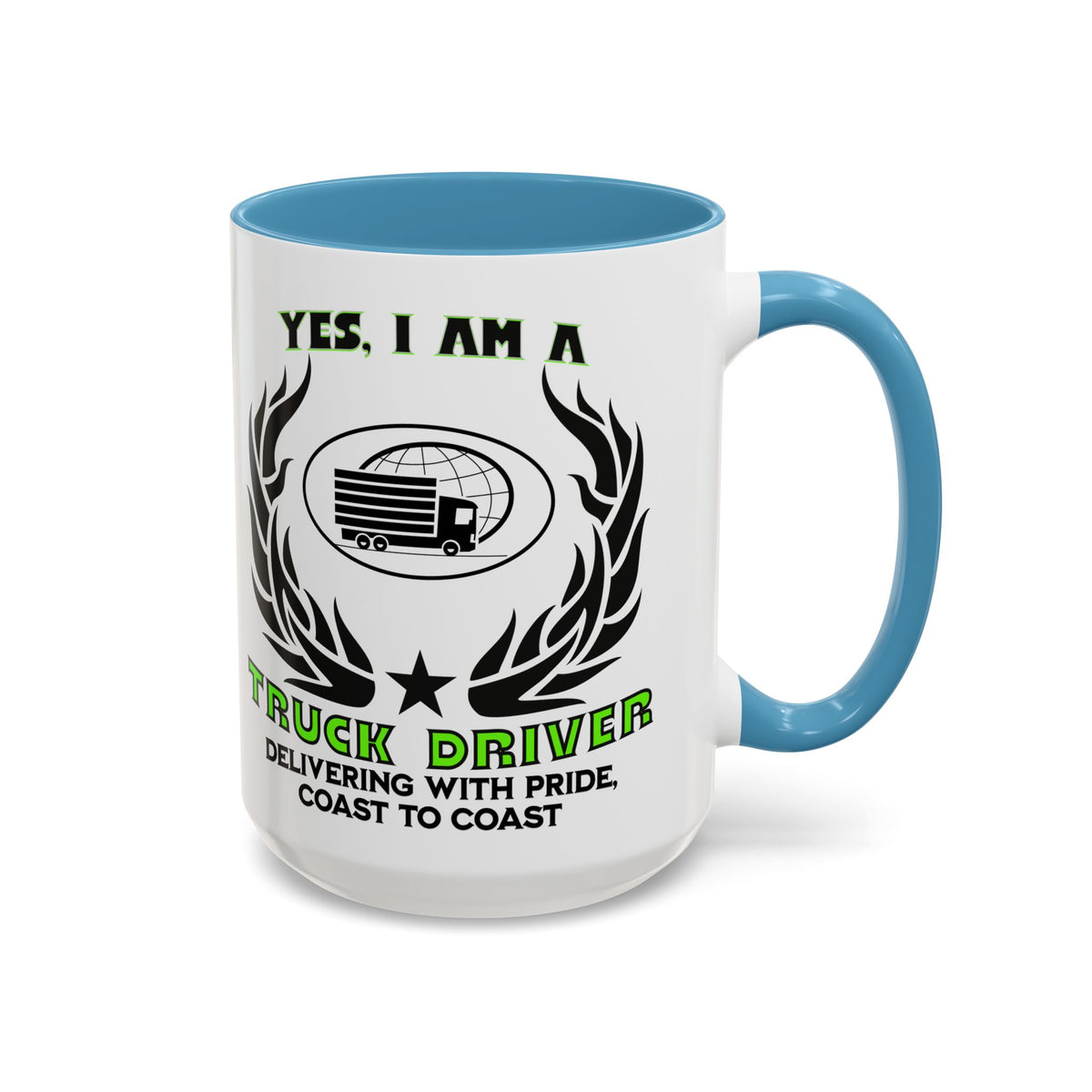 Truck Driver Mug – 11oz &amp; 15oz Accent Coffee Mug with Delivering with Pride Coast to Coast Slogan Perfect for Truckers and Drivers