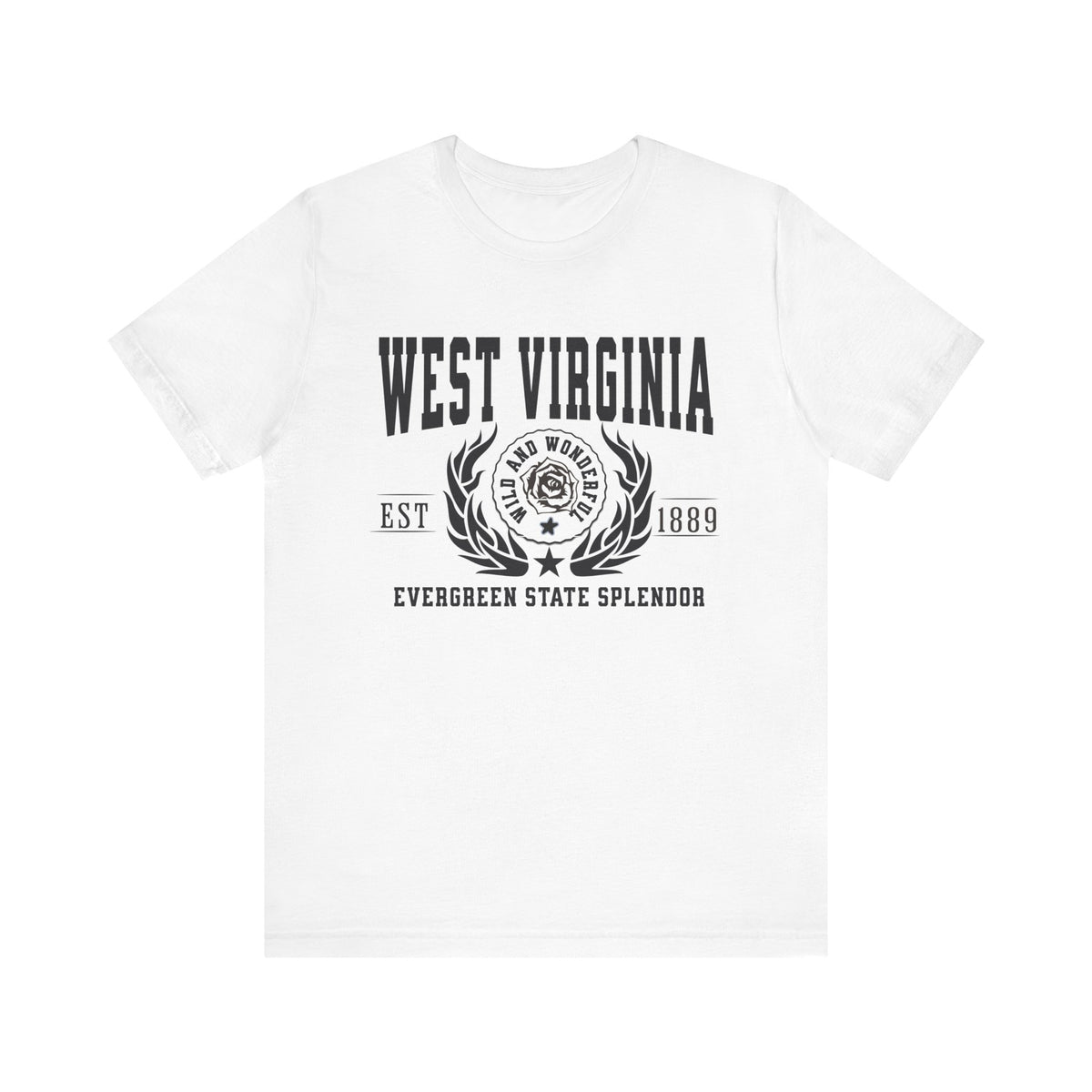 West Virginia State T-Shirt – &quot;Mountain State Majesty&quot; Slogan Tee, Perfect for Proud Mountaineers and Lovers of Appalachian Beauty