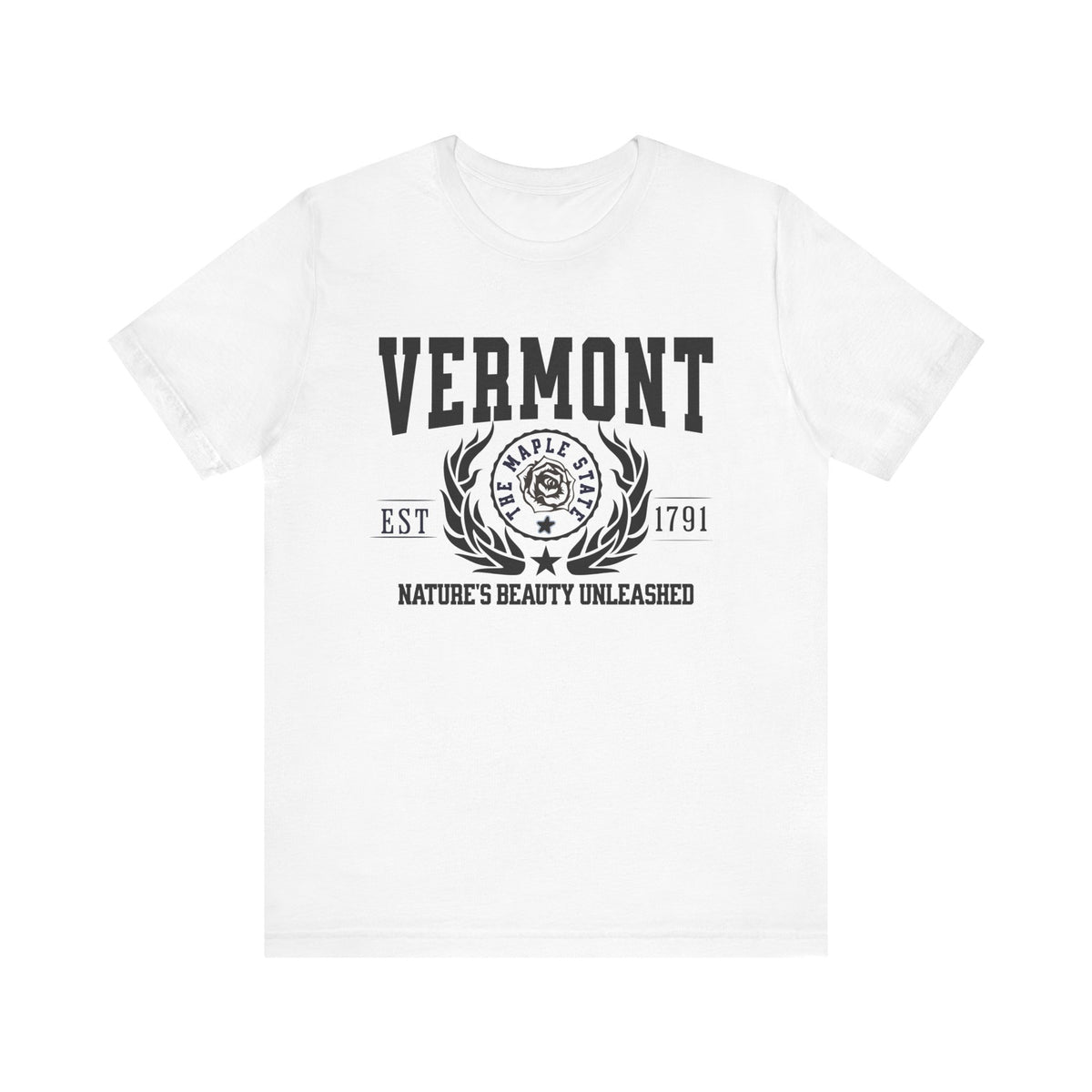 Vermont State T-Shirt – &quot;Nature&#39;s Beauty Unleashed&quot; Slogan Tee, Perfect for Vermont Lovers and Outdoor Enthusiasts