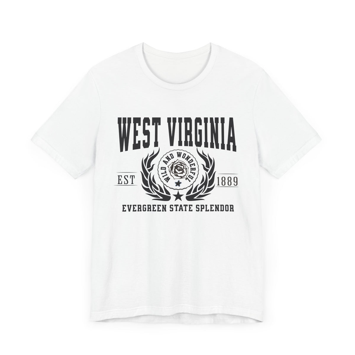 West Virginia State T-Shirt – &quot;Mountain State Majesty&quot; Slogan Tee, Perfect for Proud Mountaineers and Lovers of Appalachian Beauty