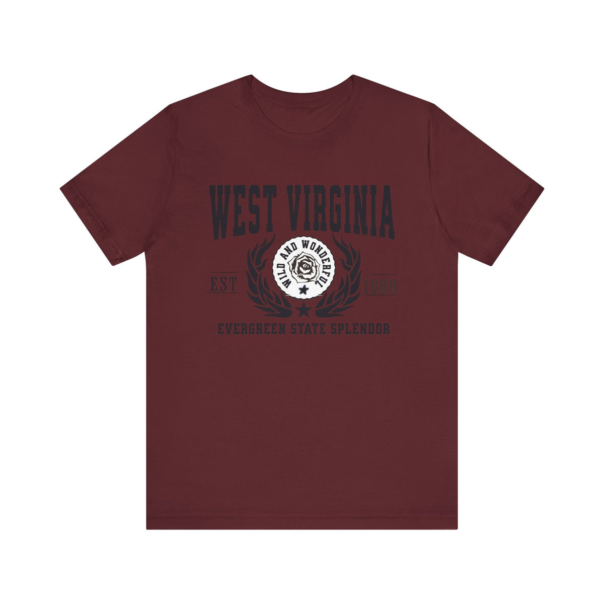 West Virginia State T-Shirt – &quot;Evergreen Mountain Splendor&quot; Slogan Tee, Perfect for Proud West Virginians and Nature Enthusiasts