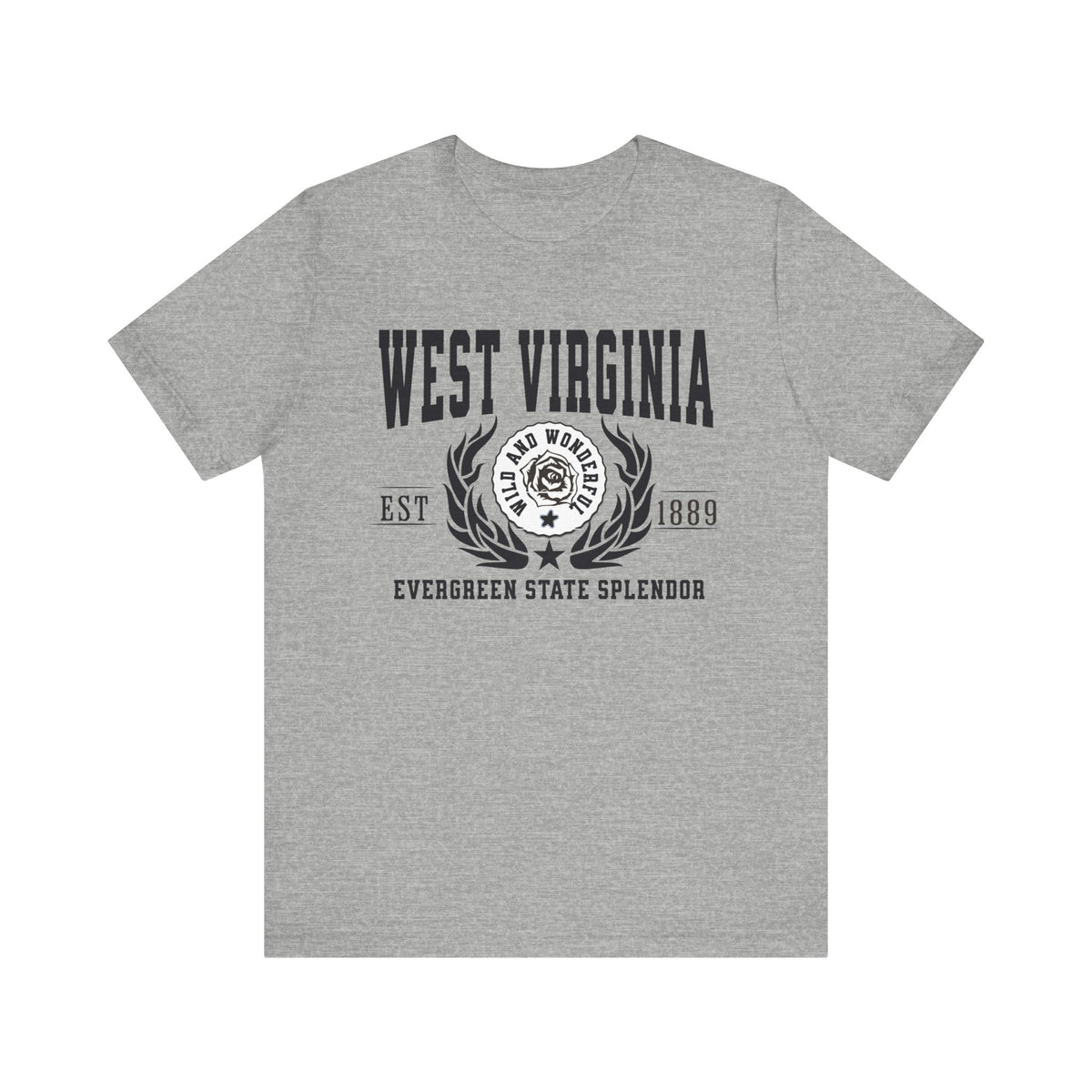 West Virginia State T-Shirt – &quot;Mountain State Majesty&quot; Slogan Tee, Perfect for Proud Mountaineers and Lovers of Appalachian Beauty