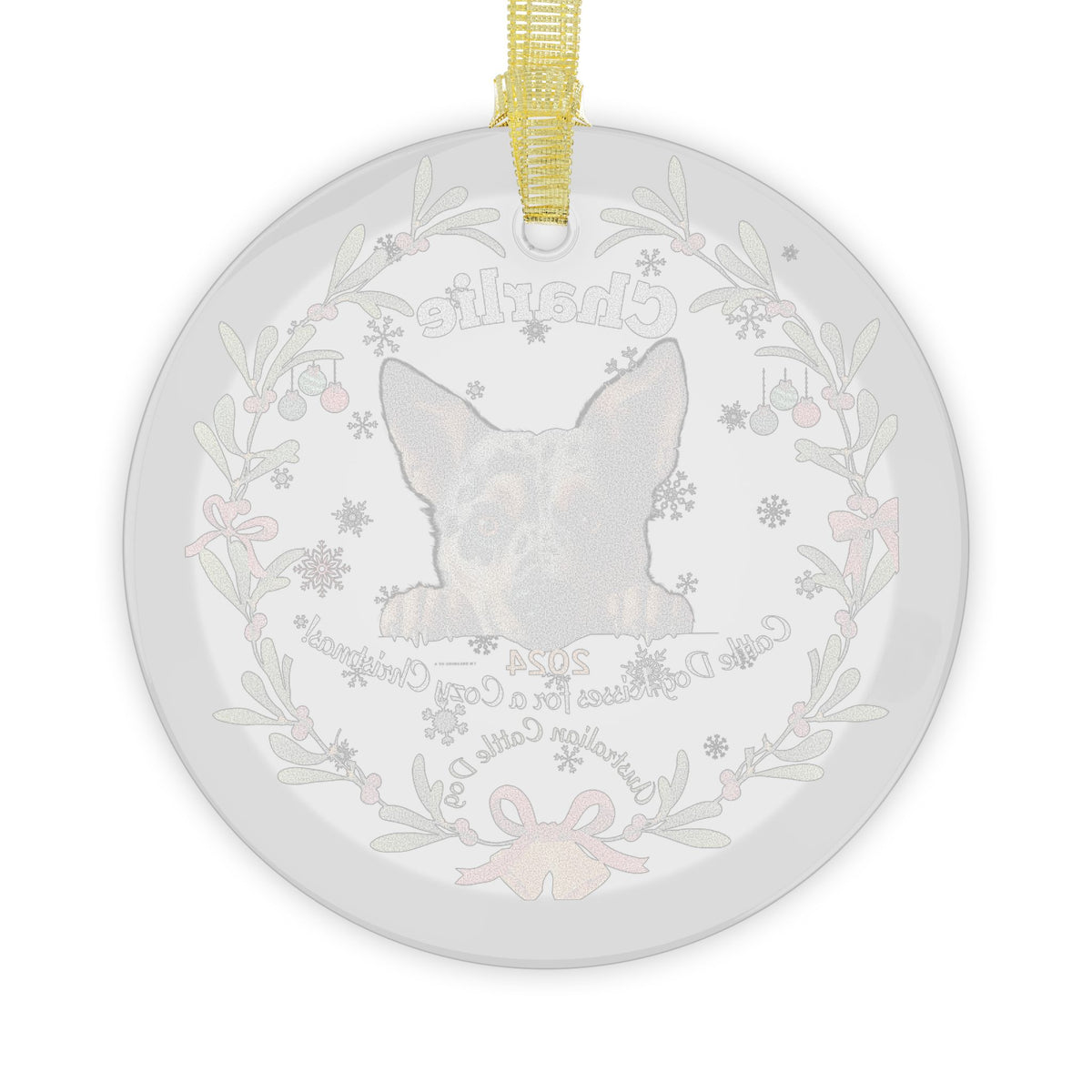 Personalized Australian Cattle Dog Glass Christmas Ornament – Custom Name and Year Holiday Keepsake