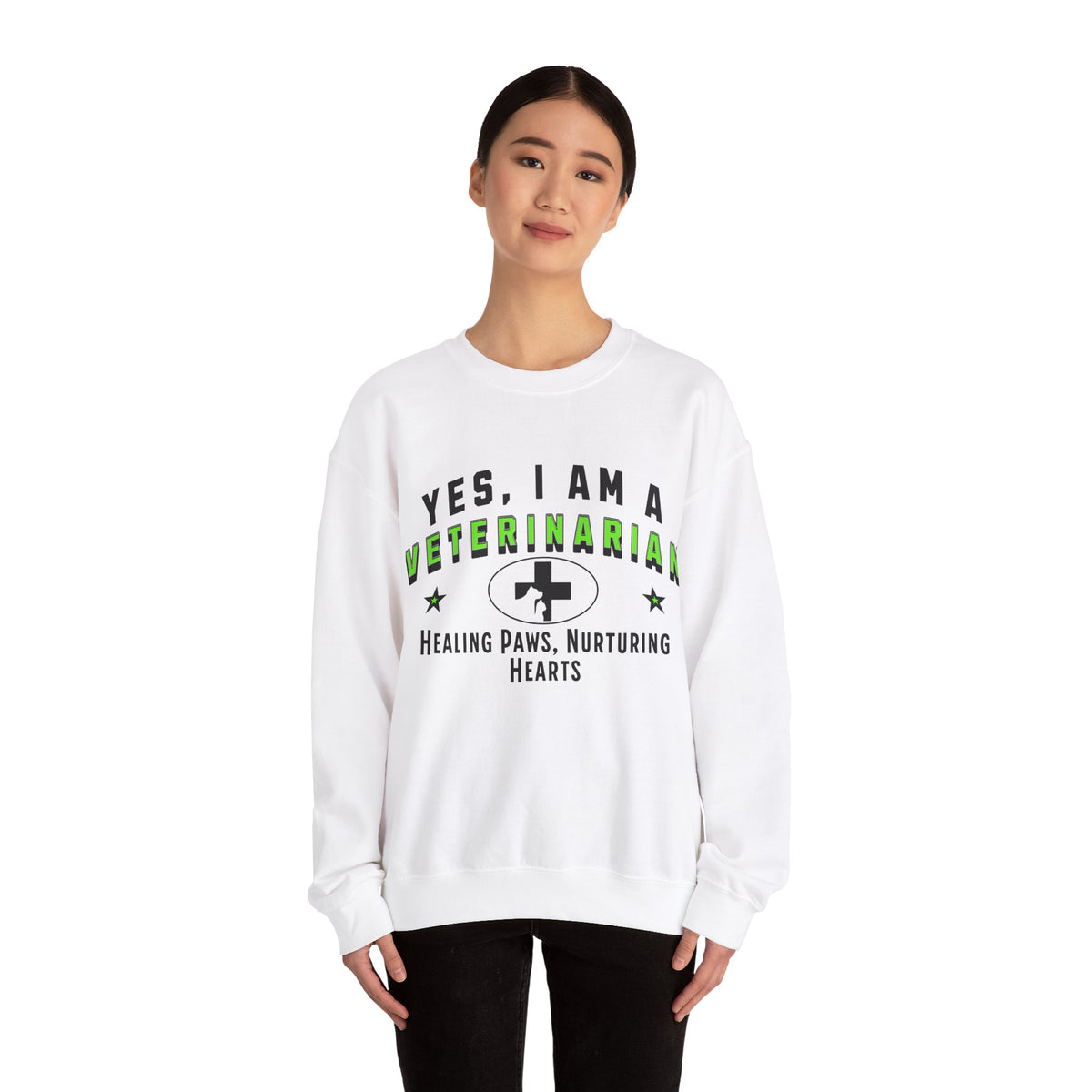 YES, I AM A VETERINARIAN&quot; Crewneck Sweatshirt – Healing Paws, Nurturing Hearts