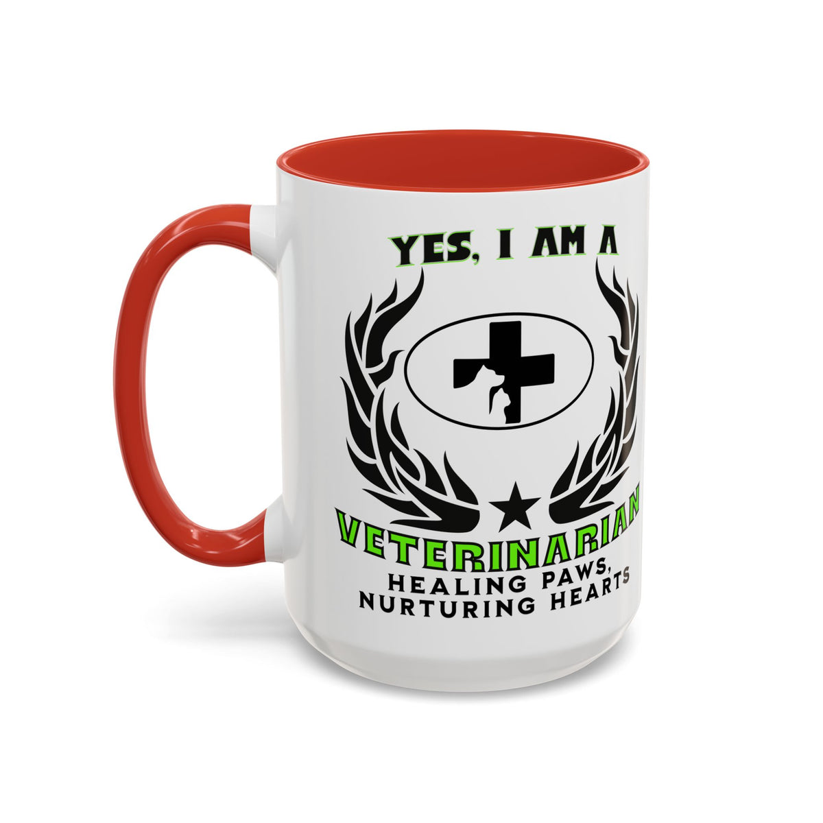 Veterinarian Mug – 11oz &amp; 15oz Accent Coffee Mug with &#39;Healing Paws, Nurturing Hearts&#39; Slogan – Perfect for Veterinary Professionals