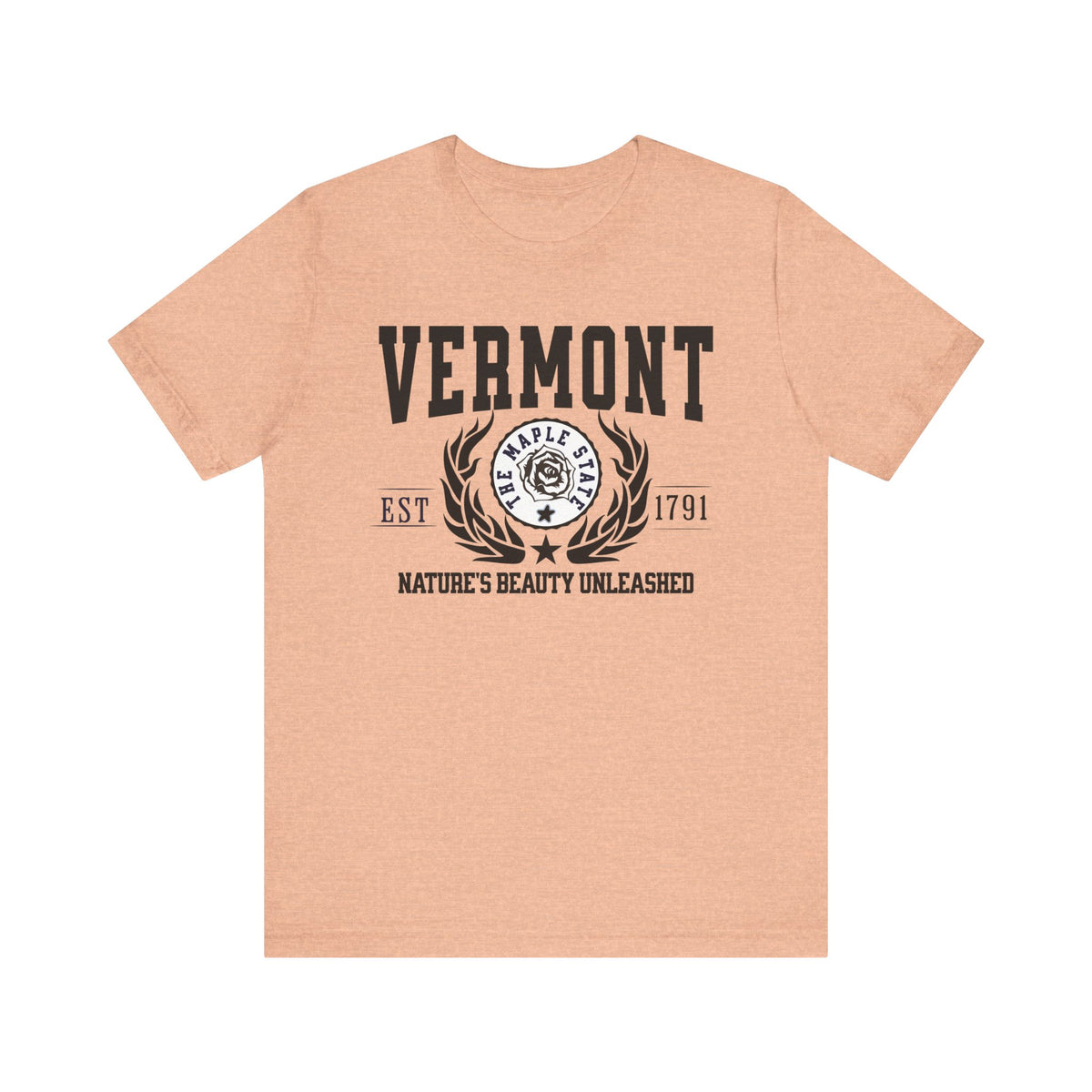 Vermont State T-Shirt – &quot;Nature&#39;s Beauty Unleashed&quot; Slogan Tee, Perfect for Vermont Lovers and Outdoor Enthusiasts