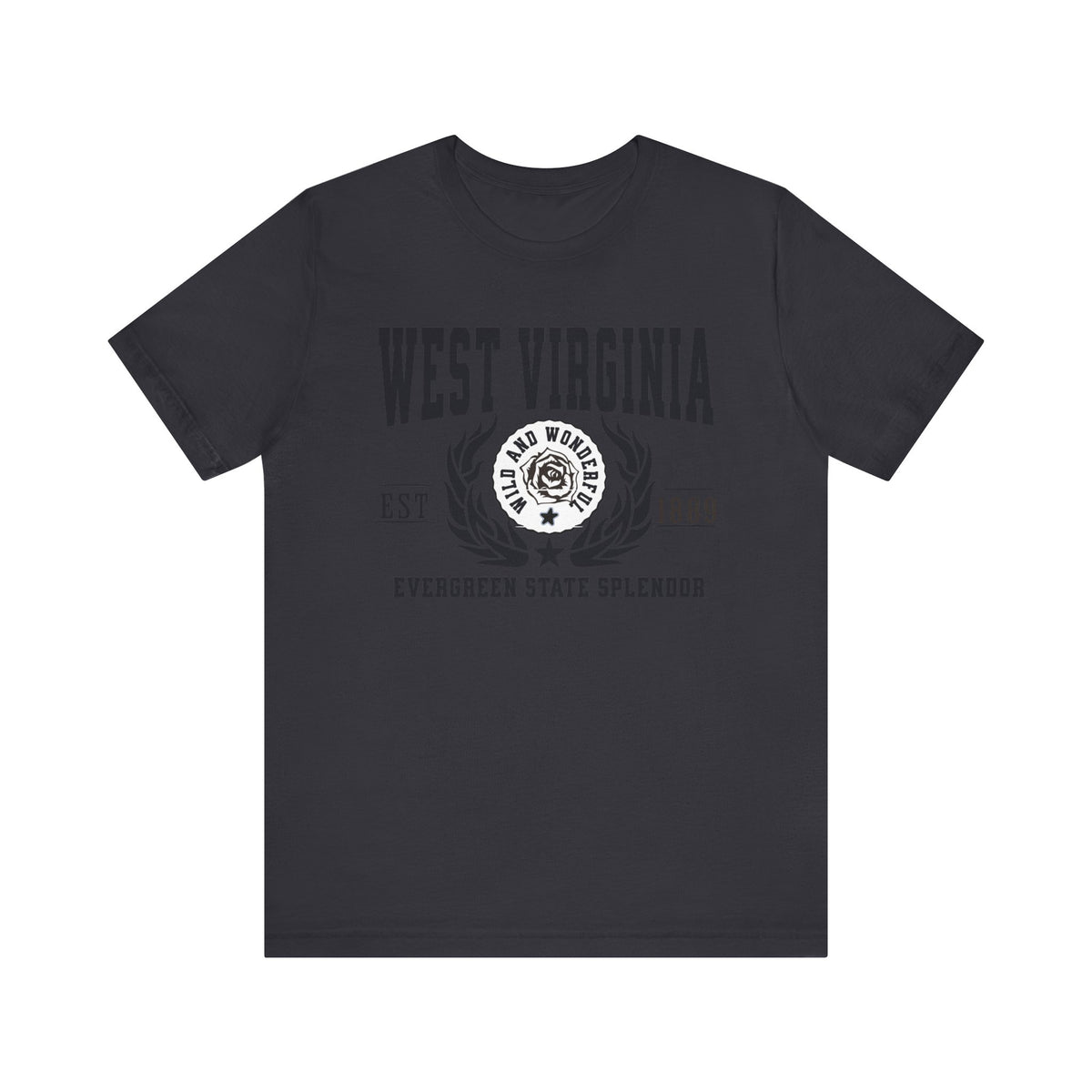 West Virginia State T-Shirt – &quot;Mountain State Majesty&quot; Slogan Tee, Perfect for Proud Mountaineers and Lovers of Appalachian Beauty