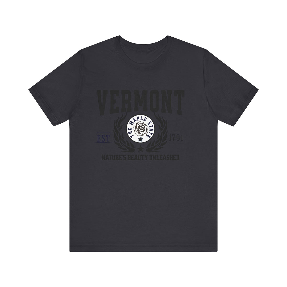 Vermont State T-Shirt – &quot;Nature&#39;s Beauty Unleashed&quot; Slogan Tee, Perfect for Vermont Lovers and Outdoor Enthusiasts