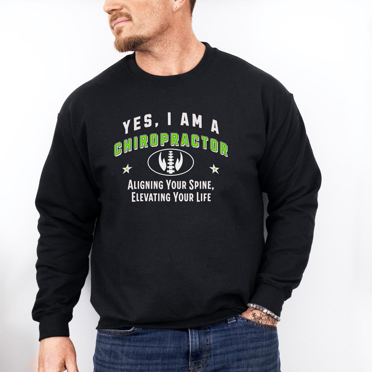 YES, I AM A CHIROPRACTOR Crewneck Sweatshirt – Aligning Your Spine, Elevating Your Life