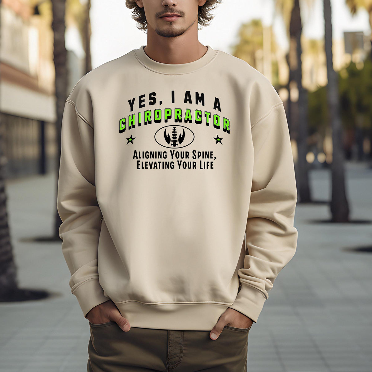 YES, I AM A CHIROPRACTOR Crewneck Sweatshirt – Aligning Your Spine, Elevating Your Life