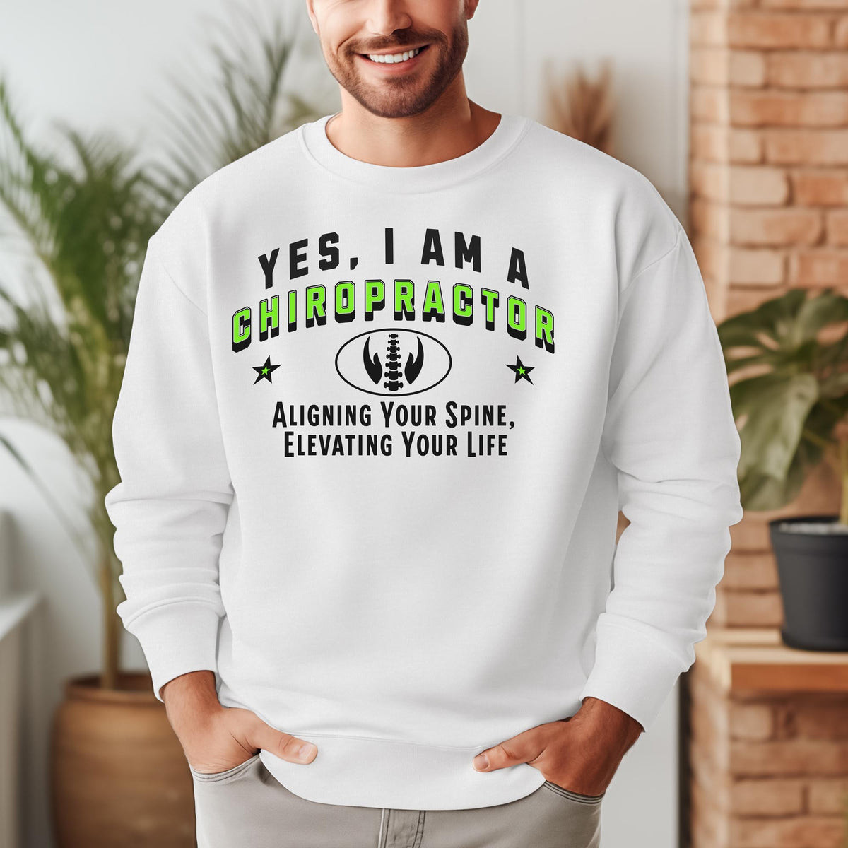 YES, I AM A CHIROPRACTOR Crewneck Sweatshirt – Aligning Your Spine, Elevating Your Life