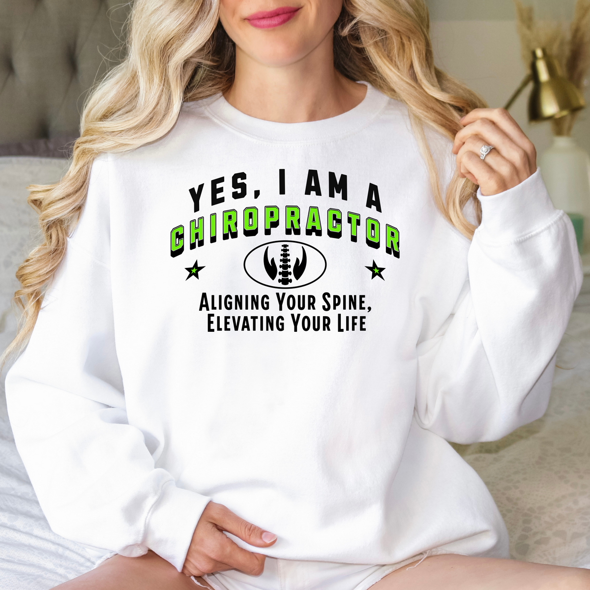 YES, I AM A CHIROPRACTOR Crewneck Sweatshirt – Aligning Your Spine, Elevating Your Life