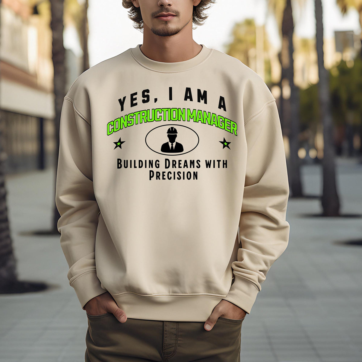 YES, I AM A CONSTRUCTION MANAGER Crewneck Sweatshirt – Building Dreams with Precision