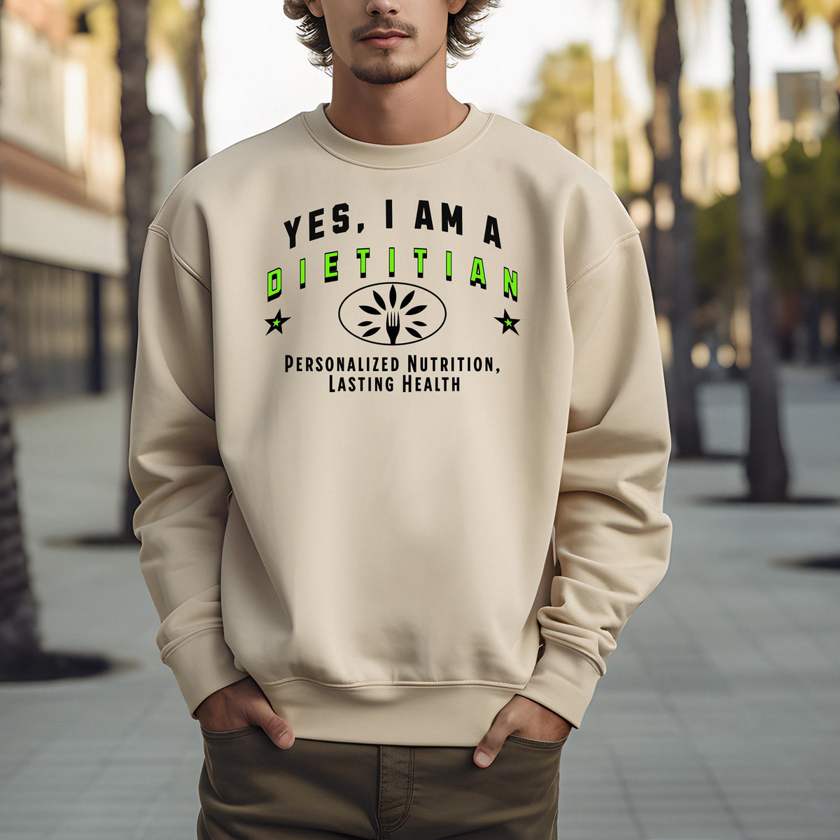 YES, I AM A DIETITIAN – Crewneck Sweatshirt for Passionate Nutrition Experts Committed to Lasting Health