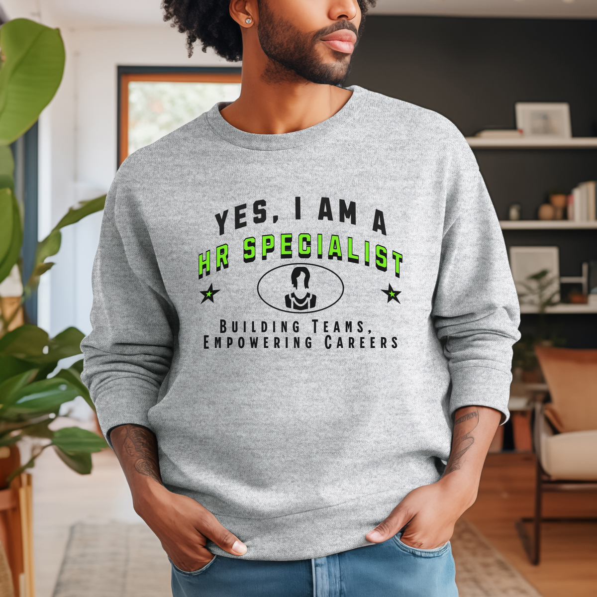 YES, I AM A HR SPECIALIST – Crewneck Sweatshirt for Dedicated Team Builders and Career Advocates