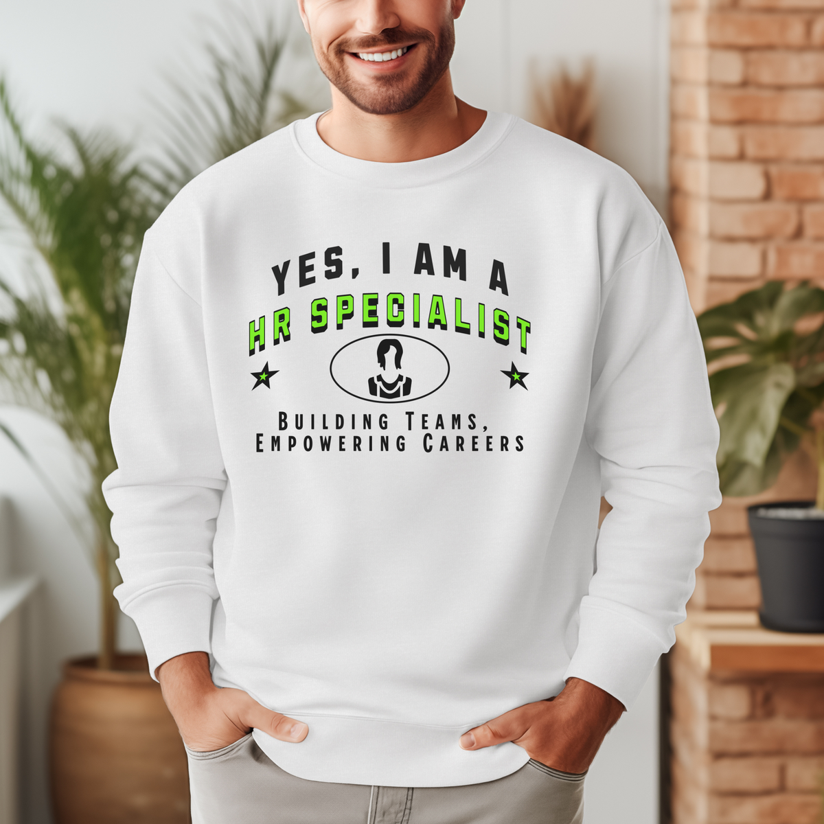 YES, I AM A HR SPECIALIST – Crewneck Sweatshirt for Dedicated Team Builders and Career Advocates