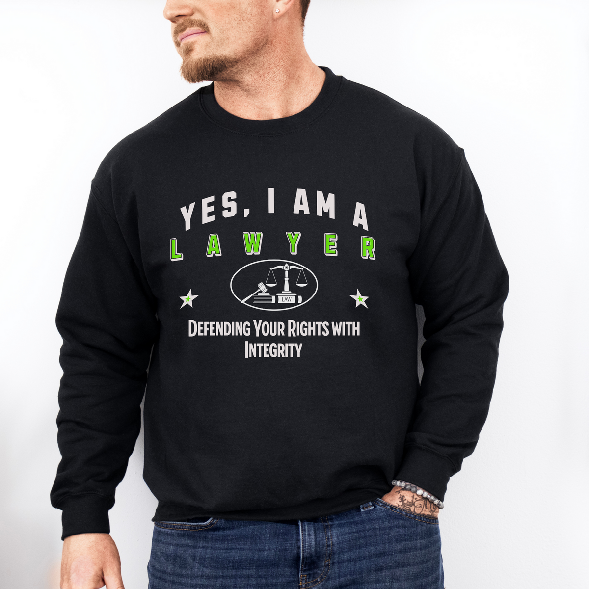 YES, I AM A LAWYER – Crewneck Sweatshirt for Dedicated Legal Defenders Committed to Justice and Integrity