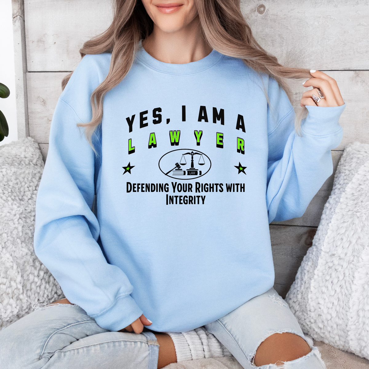 YES, I AM A LAWYER – Crewneck Sweatshirt for Dedicated Legal Defenders Committed to Justice and Integrity