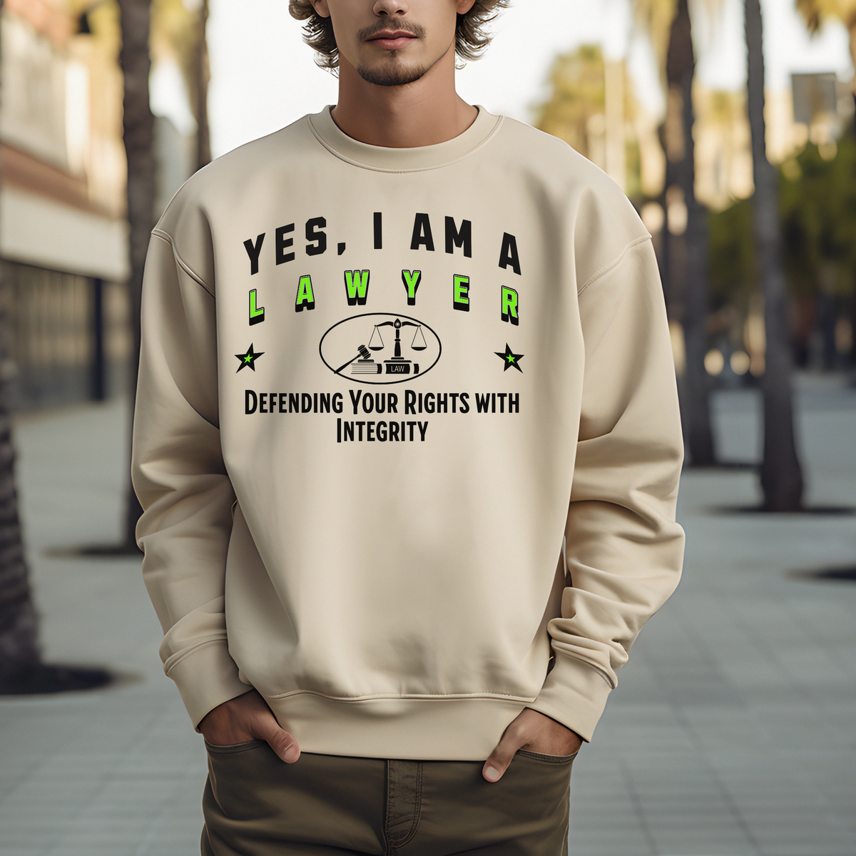 YES, I AM A LAWYER – Crewneck Sweatshirt for Dedicated Legal Defenders Committed to Justice and Integrity