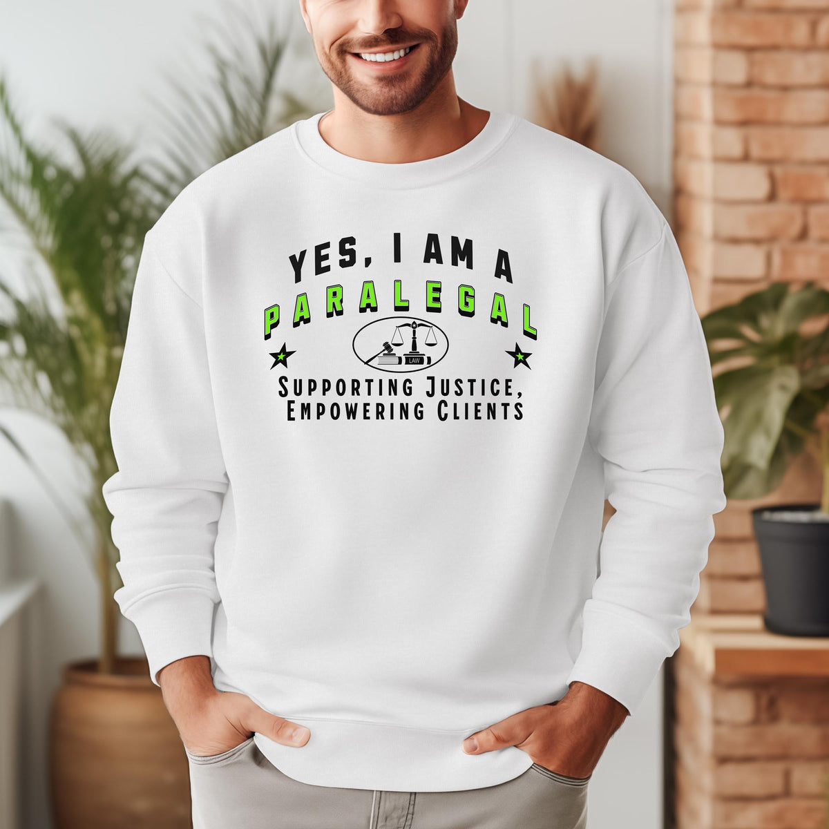 Paralegal Crewneck Sweatshirt – &quot;YES, I AM A PARALEGAL. Supporting Justice, Empowering Clients