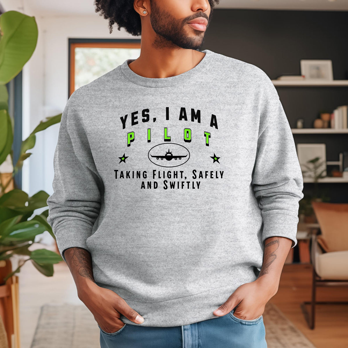 YES, I AM A PILOT&quot; Crewneck Sweatshirt – Taking Flight, Safely and Swiftly