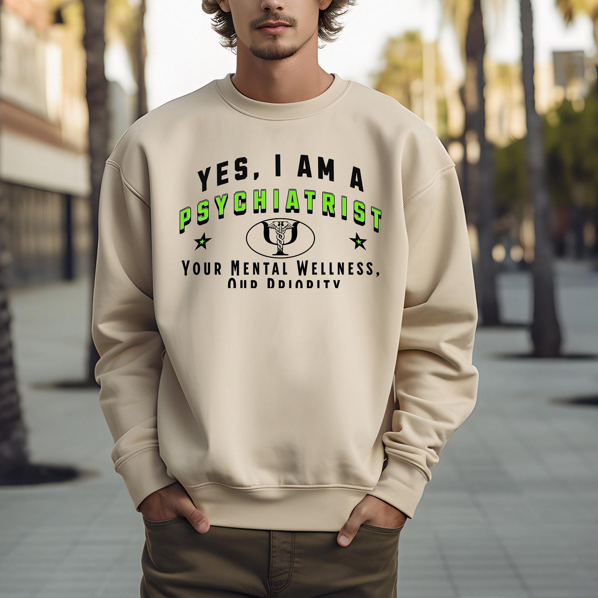 YES, I AM A PSYCHIATRIST&quot; Crewneck Sweatshirt – Your Mental Wellness, Our Priority