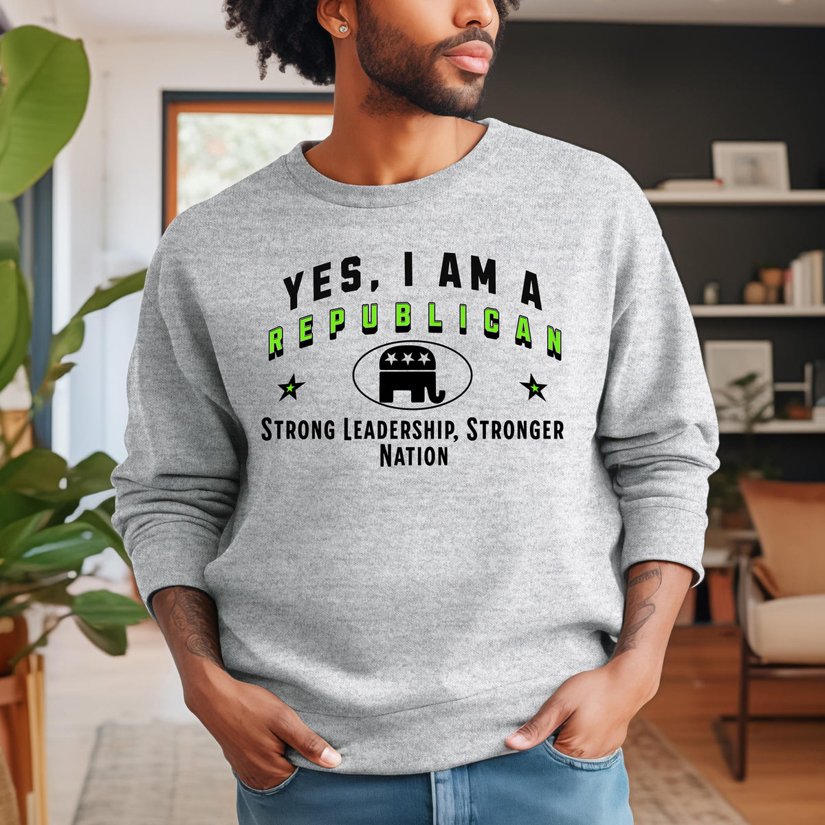 YES, I AM A REPUBLICAN&quot; Crewneck Sweatshirt – Strong Leadership, Stronger Nation