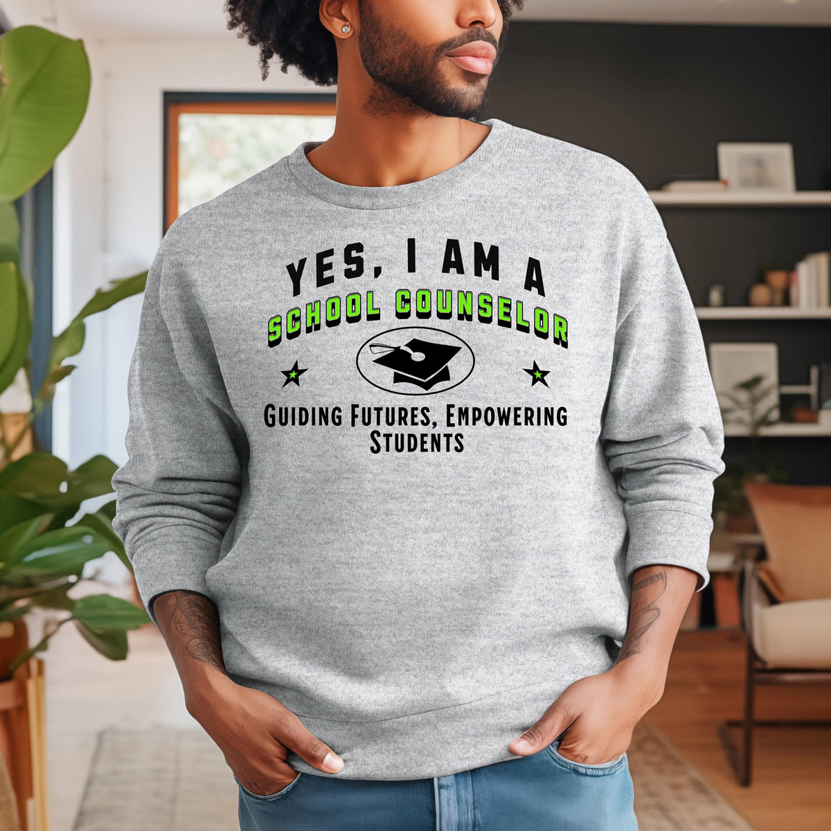 YES, I AM A SCHOOL COUNSELOR&quot; Crewneck Sweatshirt – Guiding Futures, Empowering Students