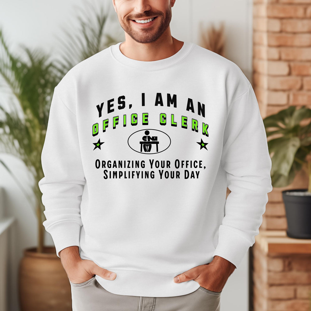 YES, I AM AN OFFICE CLERK&quot; Crewneck Sweatshirt – Organizing Your Office, Simplifying Your Day