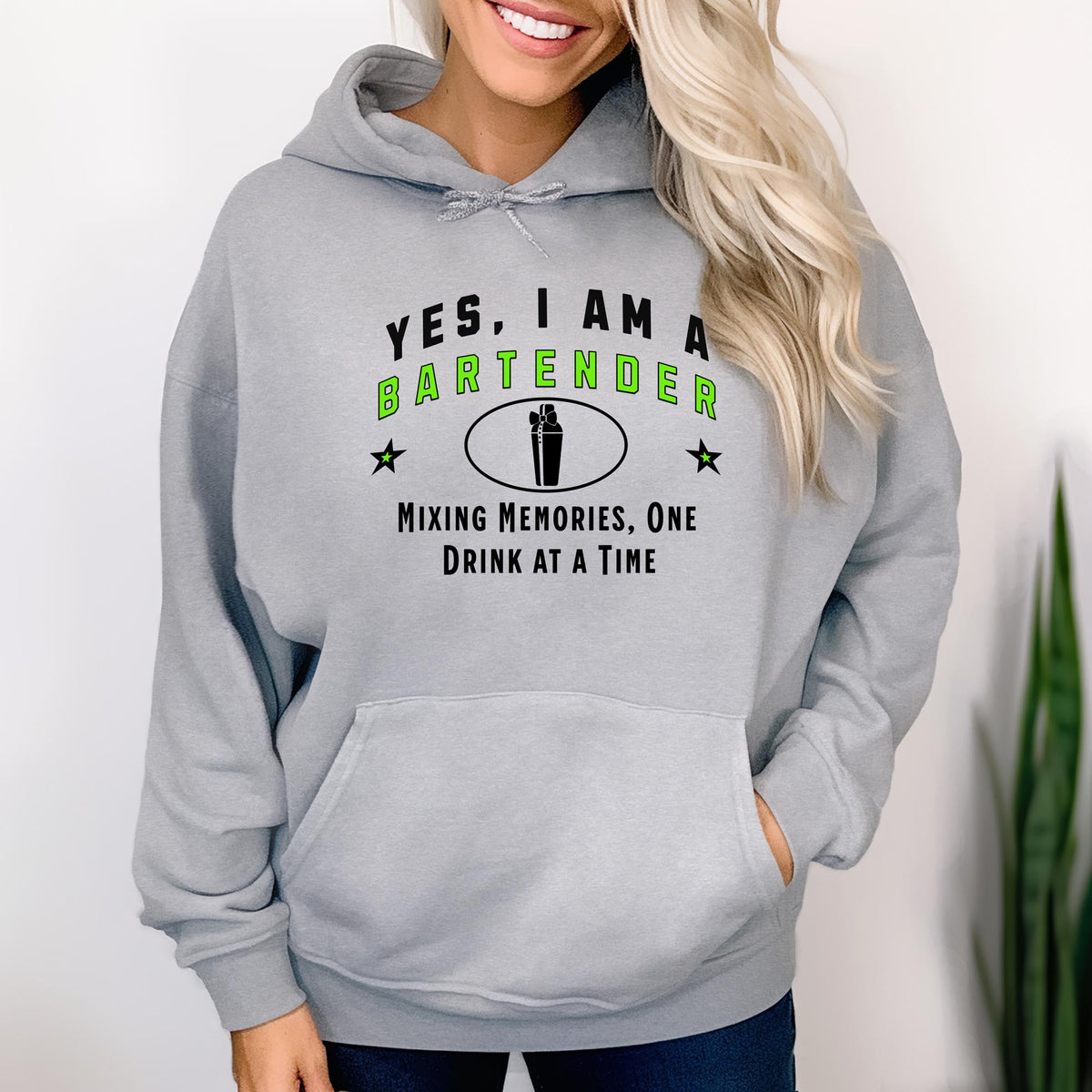 Bartender Unisex Hoodie – &quot;Yes, I Am a Bartender. Mixing Memories, One Drink at a Time&quot; – Perfect Bartending Gift