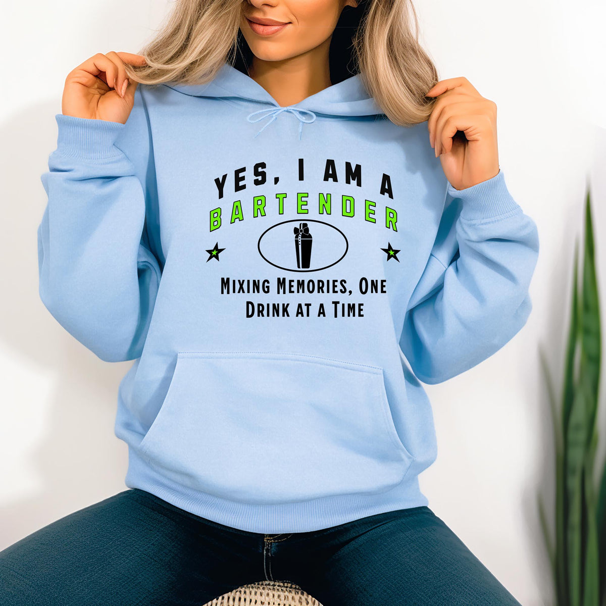 Bartender Unisex Hoodie – &quot;Yes, I Am a Bartender. Mixing Memories, One Drink at a Time&quot; – Perfect Bartending Gift