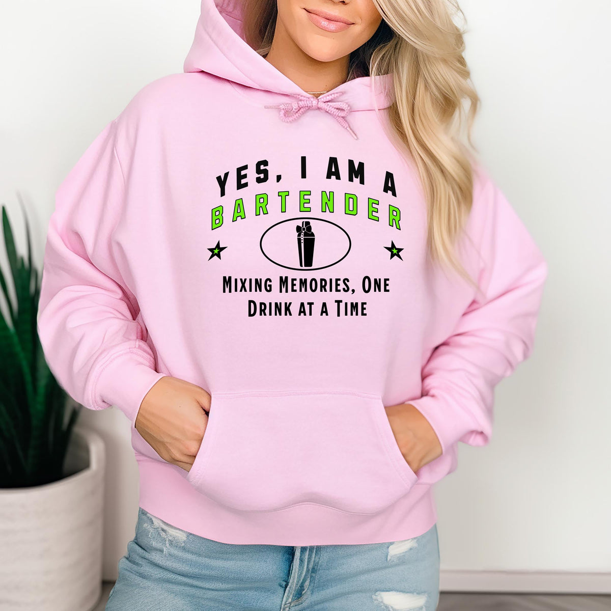 Bartender Unisex Hoodie – &quot;Yes, I Am a Bartender. Mixing Memories, One Drink at a Time&quot; – Perfect Bartending Gift