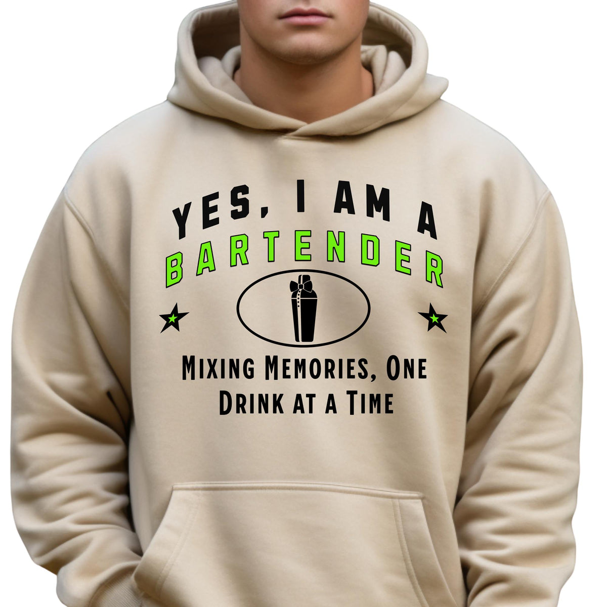 Bartender Unisex Hoodie – &quot;Yes, I Am a Bartender. Mixing Memories, One Drink at a Time&quot; – Perfect Bartending Gift