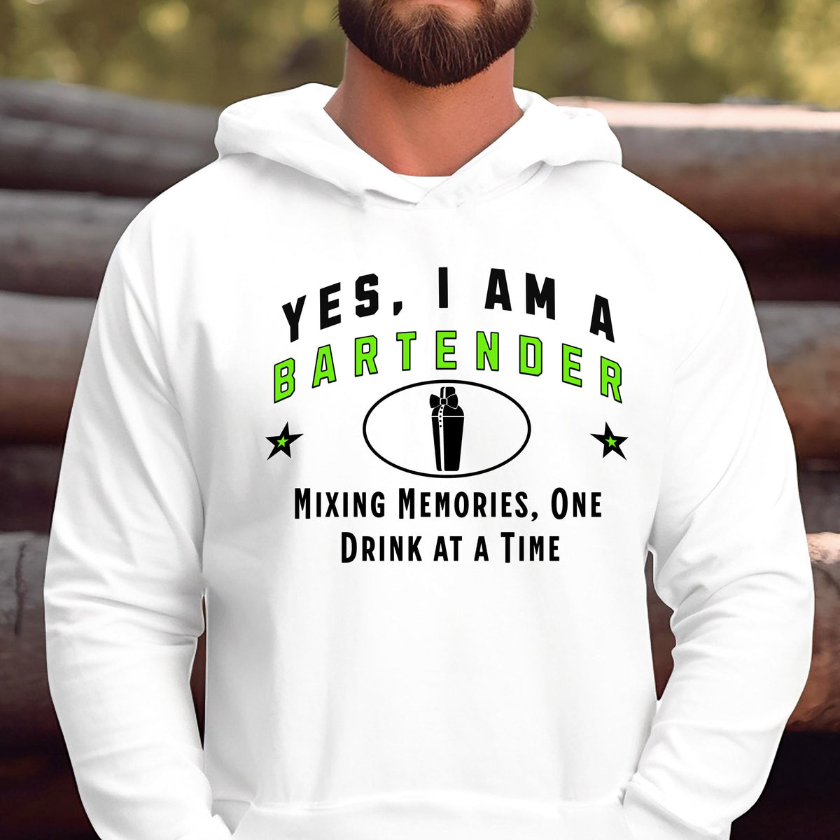 Bartender Unisex Hoodie – &quot;Yes, I Am a Bartender. Mixing Memories, One Drink at a Time&quot; – Perfect Bartending Gift