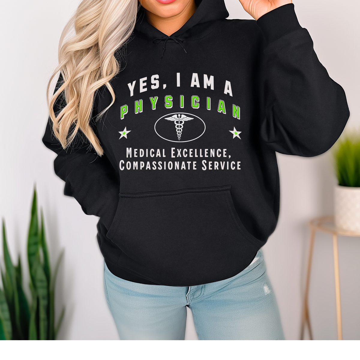 Physician Unisex Hoodie - Medical Excellence, Compassionate Service | Perfect Gift for Doctors and Healthcare Heroes