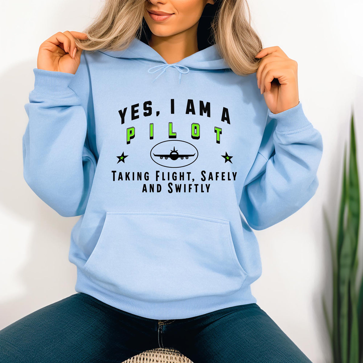 Pilot Hoodie - &#39;YES, I AM A PILOT&#39; Unisex Sweatshirt | Taking Flight, Safely and Swiftly | Aviation Gift for Pilots