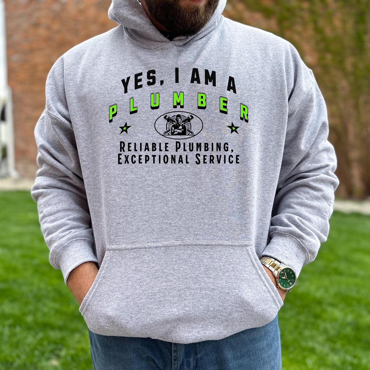 Plumber Hoodie - &#39;YES, I AM A PLUMBER&#39; Unisex Sweatshirt | Reliable Plumbing, Exceptional Service | Perfect Gift for Plumbers