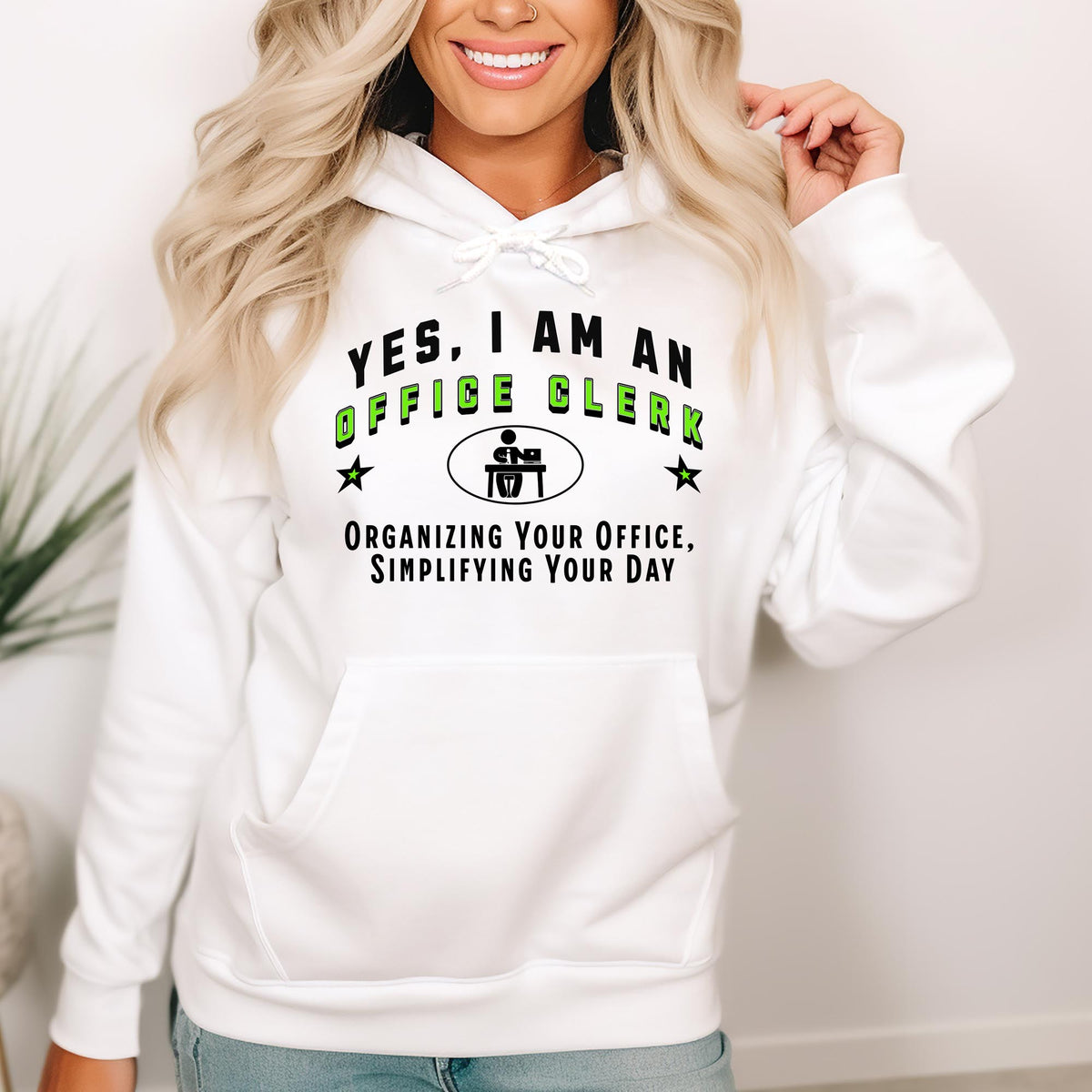 Office Clerk Hoodie - &#39;YES, I AM AN OFFICE CLERK&#39; Unisex Sweatshirt | Organizing Your Office, Simplifying Your Day | Ideal Gift for Clerical Pros