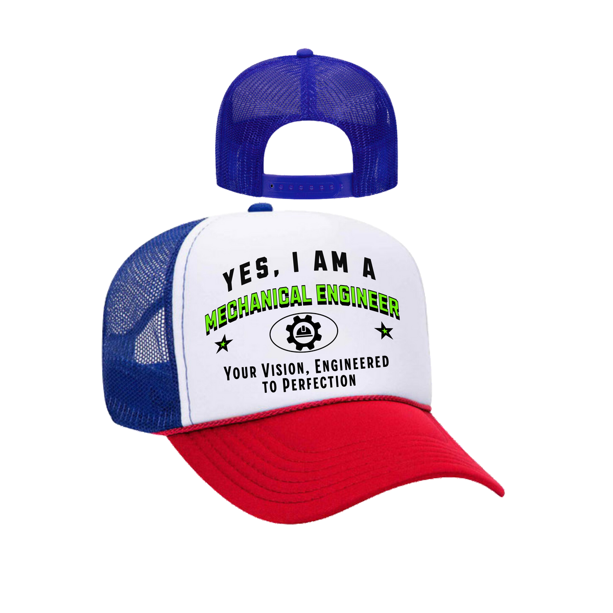 YES, I AM A MECHANICAL ENGINEER&quot; Trucker Hat – Your Vision, Engineered to Perfection | Adjustable Mesh-Back Cap for Engineers