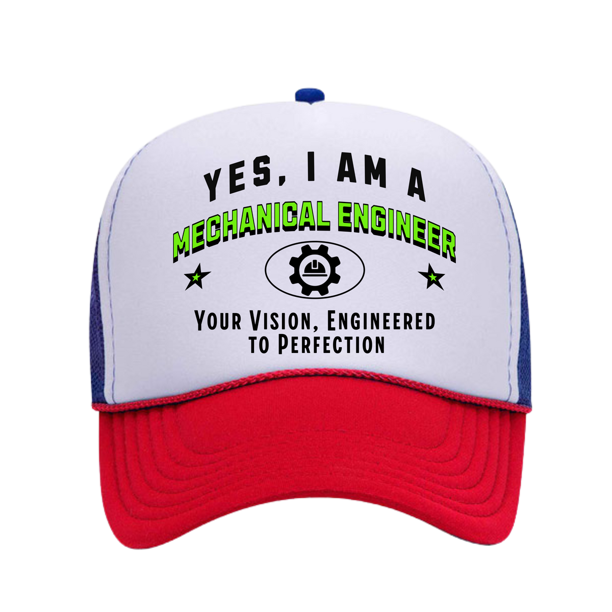 YES, I AM A MECHANICAL ENGINEER&quot; Trucker Hat – Your Vision, Engineered to Perfection | Adjustable Mesh-Back Cap for Engineers