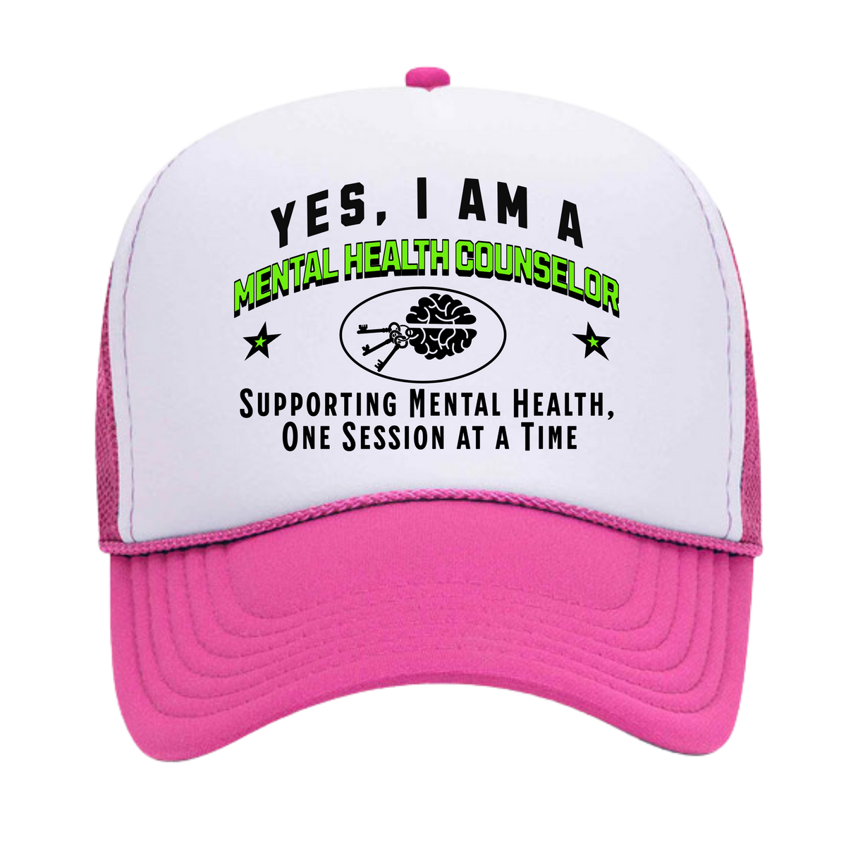 YES, I AM A MENTAL HEALTH COUNSELOR&quot; Trucker Hat – Supporting Mental Health, One Session at a Time | Adjustable Mesh-Back Cap for Counselors