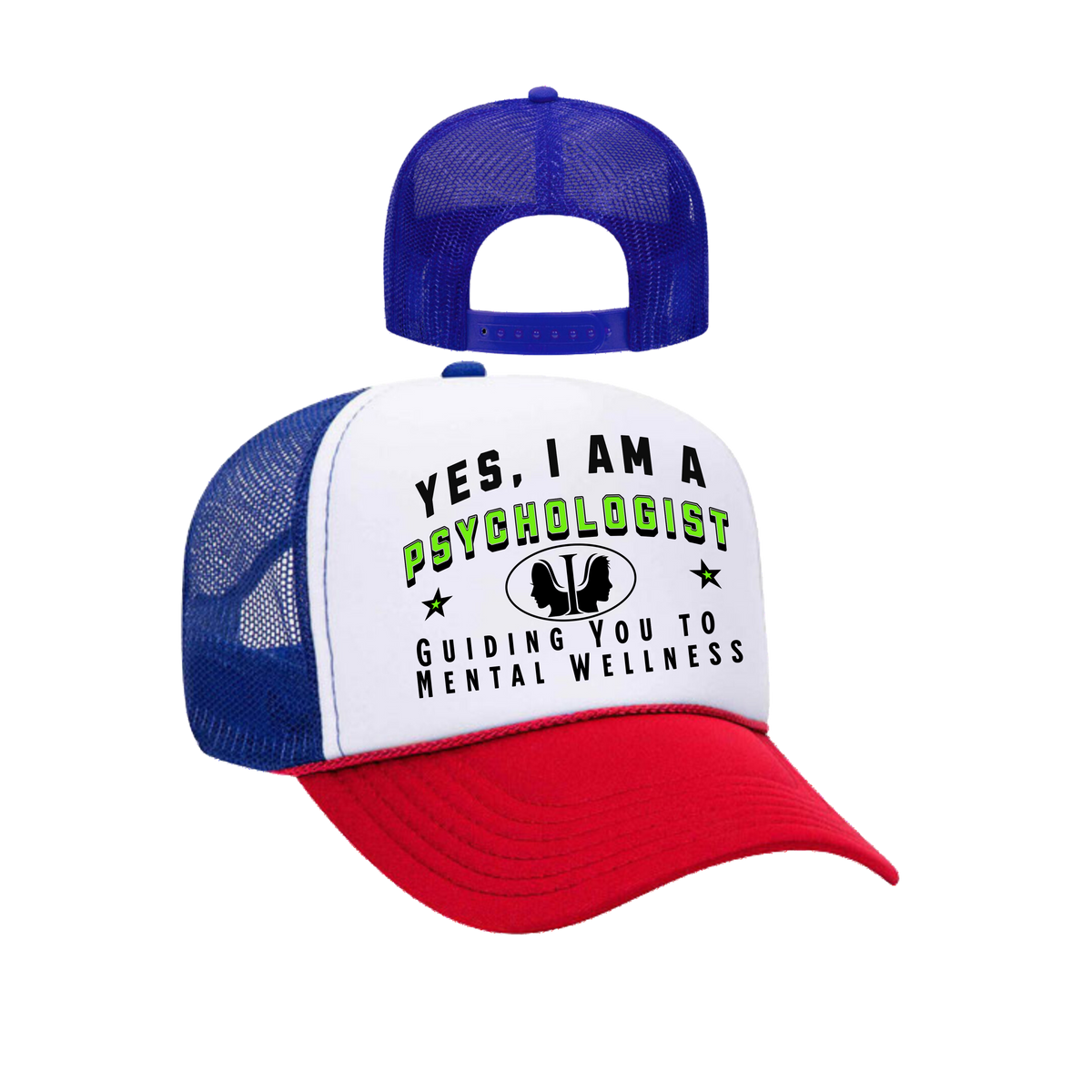 YES, I AM A PSYCHOLOGIST&quot; Trucker Hat – Guiding You to Mental Wellness | Adjustable Mesh-Back Cap for Mental Health Advocates