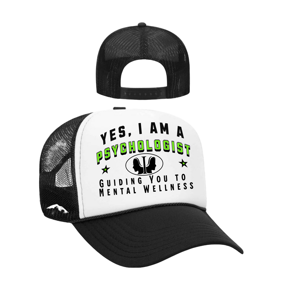 YES, I AM A PSYCHOLOGIST&quot; Trucker Hat – Guiding You to Mental Wellness | Adjustable Mesh-Back Cap for Mental Health Advocates