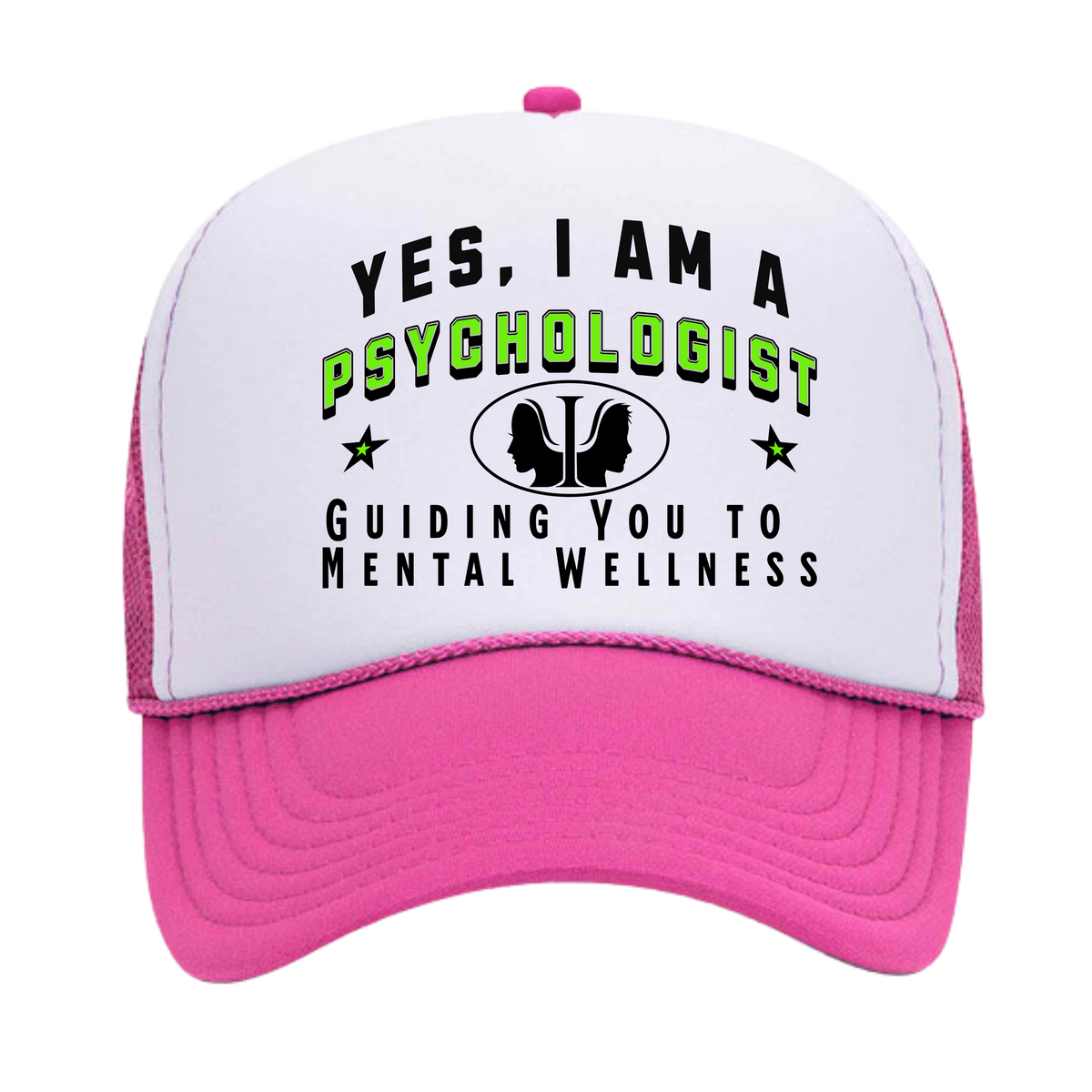 YES, I AM A PSYCHOLOGIST&quot; Trucker Hat – Guiding You to Mental Wellness | Adjustable Mesh-Back Cap for Mental Health Advocates