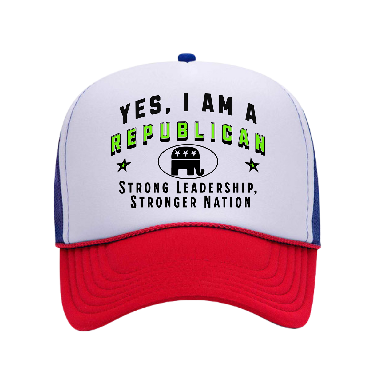 YES, I AM A REPUBLICAN&quot; Trucker Hat – Strong Leadership, Stronger Nation | Adjustable Mesh-Back Cap for Political Enthusiasts